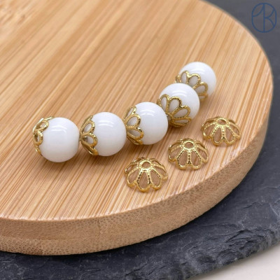 Шапочка сталь 8 мм, цвет золото 18К 