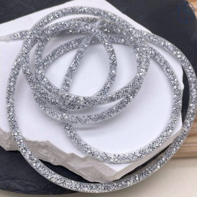 Шнур плетеный стразы 4 мм