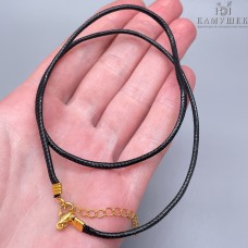 Шнурок черный под кулон из экокожи, цвет золото 45 см