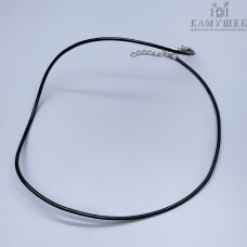 Шнурок черный под кулон из каучука, цвет серебро 45 см