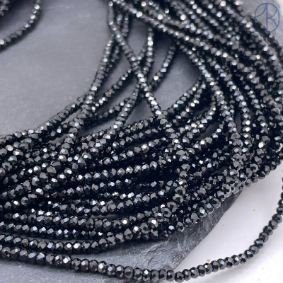 Шпинель черная микроогранка рондели 2х1 мм