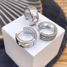 Швензы цирконы, цвет серебро 15 мм 