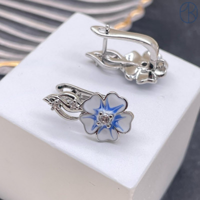 Швензы цветок, цвет серебро 19х11 мм