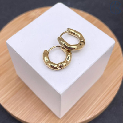 Швензы конго мятые сталь, цвет золото 14К 14 мм