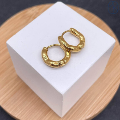 Швензы конго мятые сталь, цвет золото 18К 14 мм