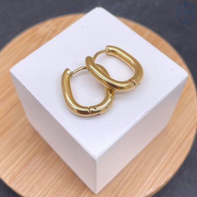 Швензы конго сталь овал, цвет золото 18К 17х15 мм