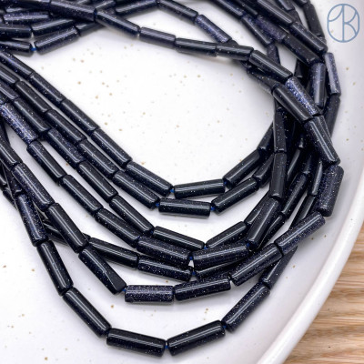 Синий авантюрин имитация трубочки 13х4 мм