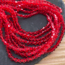 Стекло биконус красное 4 мм