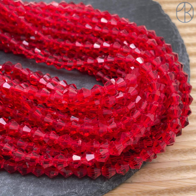 Стекло биконус красное 6 мм