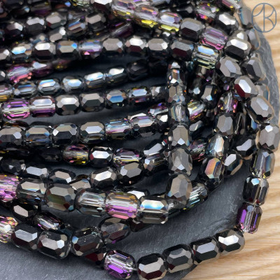 Стекло цилиндр огранка черное с переливом 8 мм