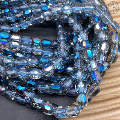 Стекло цилиндр огранка синее с переливом 8 мм