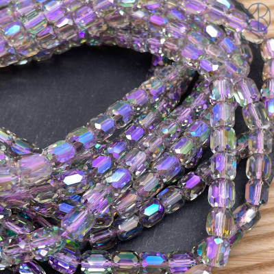 Стекло цилиндр огранка сиреневое с переливом 8 мм