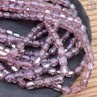 Стекло цилиндр огранка темно-розоовое 8 мм