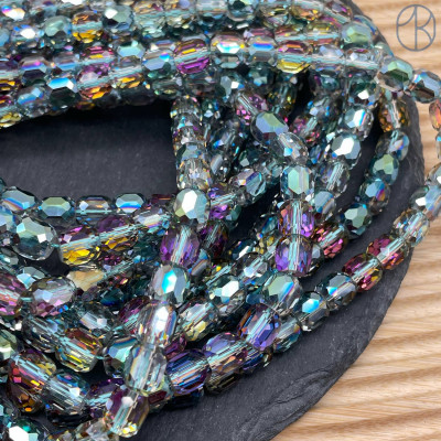 Стекло цилиндр огранка темно-зеленое с переливом 8 мм