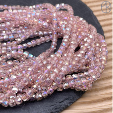 Стекло куб огранка розовое 5 мм