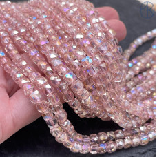 Стекло куб огранка розовое 5 мм