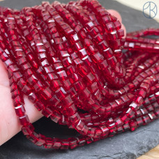 Стекло куб огранка темно-красное 5 мм