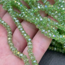 Стекло огранка рондель, цвет зеленый №2 4 мм