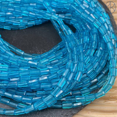 Стекло прямоугольник огранка, цвет голубой 6x3 мм