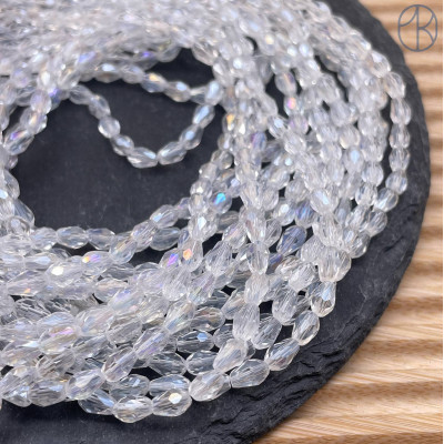 Стекло рис огранка прозрачное с переливом 6х4 мм