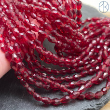 Стекло рис огранка темно-красное 6х4 мм