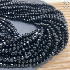 Стекло рондель огранка черное 6 мм