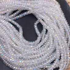 Стекло рондель огранка прозрачное с переливом №1 4х2 мм