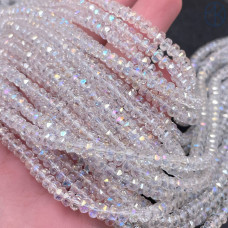 Стекло рондель огранка прозрачное с переливом №1 4х2 мм