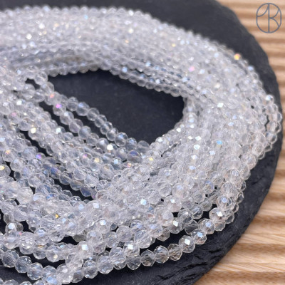 Стекло рондель огранка прозрачное с переливом 4 мм