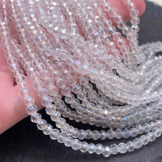 Стекло рондель огранка прозрачное с переливом 4 мм