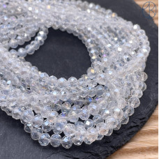 Стекло рондель огранка прозрачное с переливом 6 мм