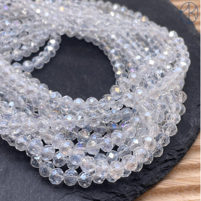 Стекло рондель огранка прозрачное с переливом 6 мм