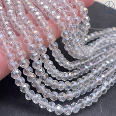 Стекло рондель огранка прозрачное с переливом 6 мм