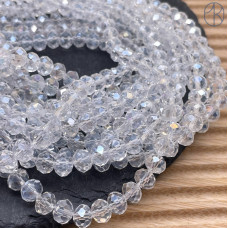 Стекло рондель огранка прозрачное с переливом 8 мм