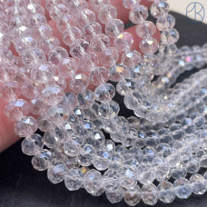 Стекло рондель огранка прозрачное с переливом 8 мм