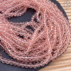 Стекло рондель огранка розовое 4 мм