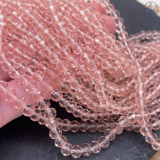 Стекло рондель огранка розовое 4 мм