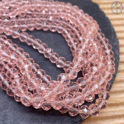 Стекло рондель огранка розовое 8 мм