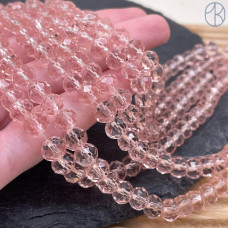Стекло рондель огранка розовое 8 мм
