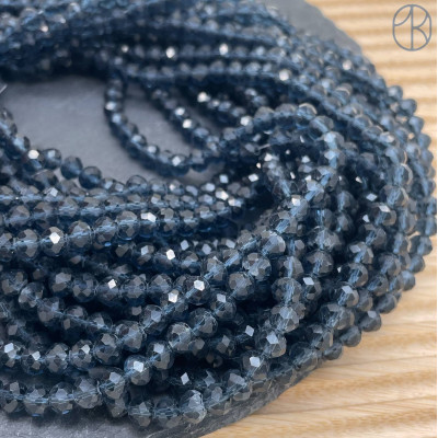 Стекло рондель огранка серо-синее 6 мм