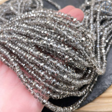 Стекло рондель огранка серое с переливом 4х2 мм