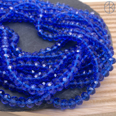 Стекло рондель огранка синее 8 мм
