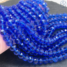 Стекло рондель огранка синее 8 мм