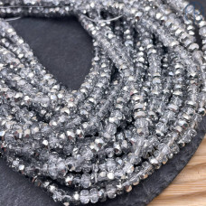 Стекло рондель огранка светло-серое с переливом 4х2 мм