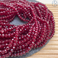 Стекло рондель огранка темно-красное 6 мм
