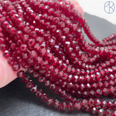 Стекло рондель огранка темно-красное 6 мм