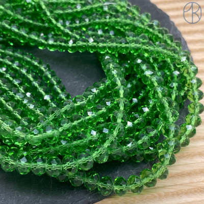 Стекло рондель огранка темно-зеленое 8 мм