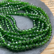 Стекло рондель огранка зеленое 6 мм