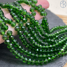 Стекло рондель огранка зеленое 6 мм