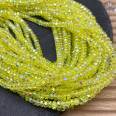 Стекло рондель огранка желтое с переливом 4х2 мм